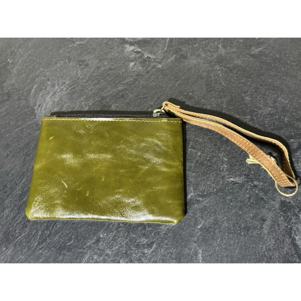 Ameri Leather Wristlet Teal Green Zip Closure Coin Purse Pouch Travel Wallet 6x4